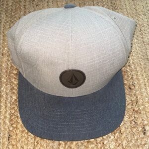 Volcom Blue and Gray Snapback Hat with Logo